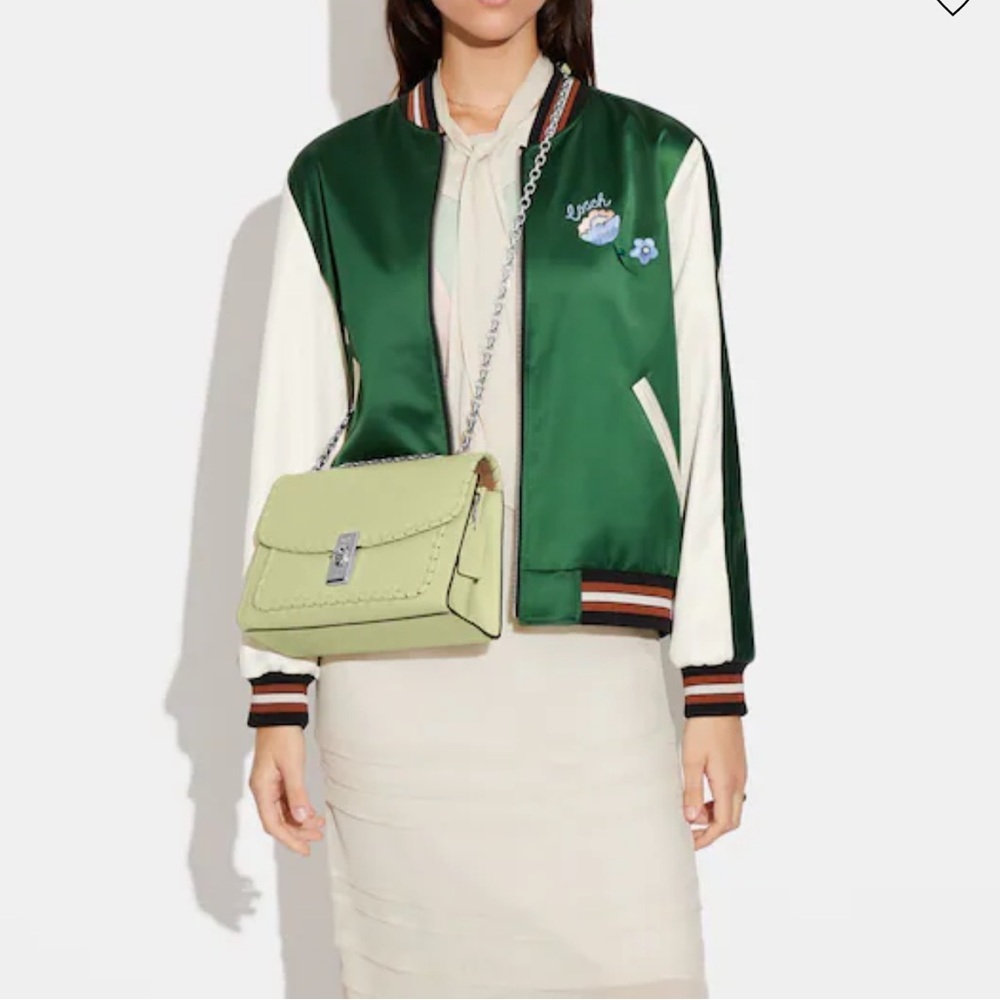 COACH NWT Lane Shoulder Bag With Whipstitch COLOR:
Silver/Pale Lime - Picture 5 of 16